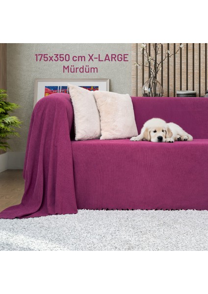 Kaymaz Koltuk Örtüsü Çift Taraflı Mikrofiber Şönil 175x300 cm Mürdüm – Kedi Köpek ve Çocuk Dostu