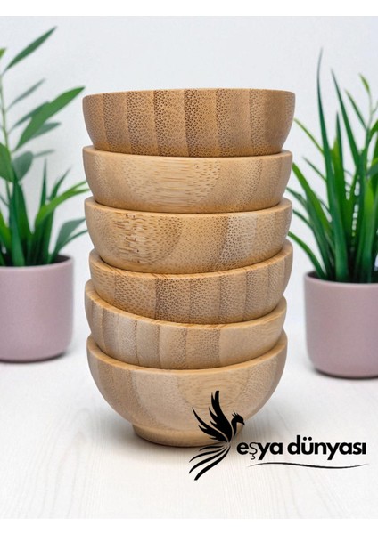 Bambu Japon Tarzı 6'lı Sosluk Yuvarlak Küçük Sos Kabı
