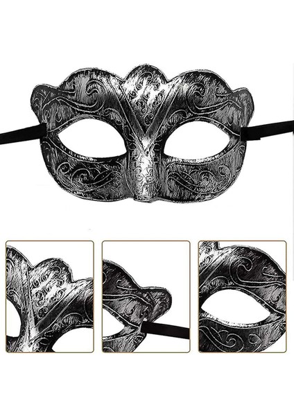 Maskeli Balo Antik Gri Gümüş Eskitilmiş Maske Balo Venedik (5047) fiyatları