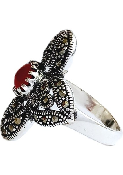 18 Ayar Altın Kaplama Büyük Otantik Yonca Tasarım Markazit Taşlı Kadın Gümüş Yüzük fırsatları