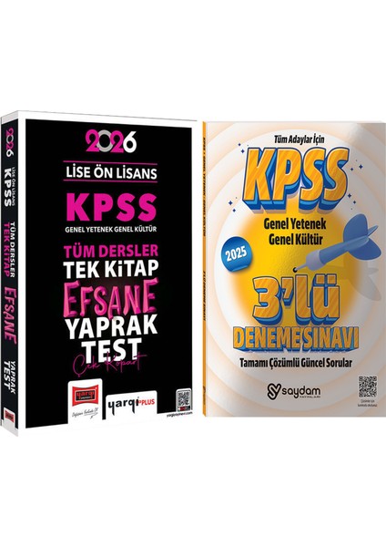 2026 Kpss Lise Ön Lisans Gygk Tüm Dersler Tek Kitap Efsane Çek Kopart Yaprak TEST(464 Sayfa)-3deneme