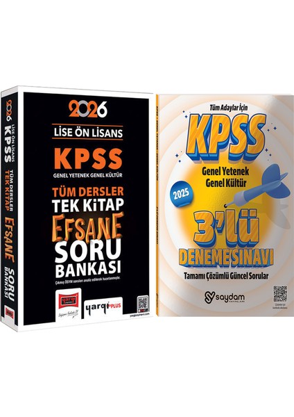 2026 Kpss Lise Ön Lisans Gygk Tüm Dersler Tek Kitap Efsane Soru BANKASI(640 Sayfa)-Çözümlü 3 Deneme