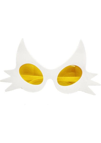 Beyaz Renk Bıyık Tasarımlı Kedi Parti Gözlüğü 19X11 cm (5047)