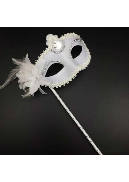 Beyaz Işıltılı Tutmalı Fotoğraf Çekimi Maskesi 18X29 cm (5047) fiyatları