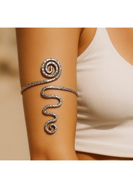 Spiral Şekilli Kol Bilekliği Pazılık Gümüş Kaplama El Yapımı Ayarlanabilir Kol Bilekliği Pazılık fiyatları