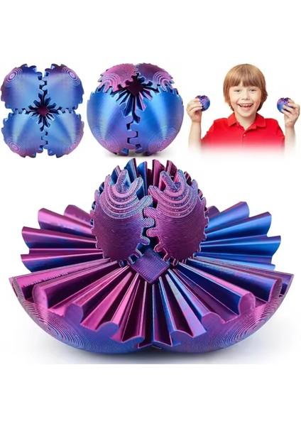 3D Baskılı Dişli Top – Pla Malzeme, Baskı Giderici Dönme Oyuncağı, Taşınabilir Spinner Küre