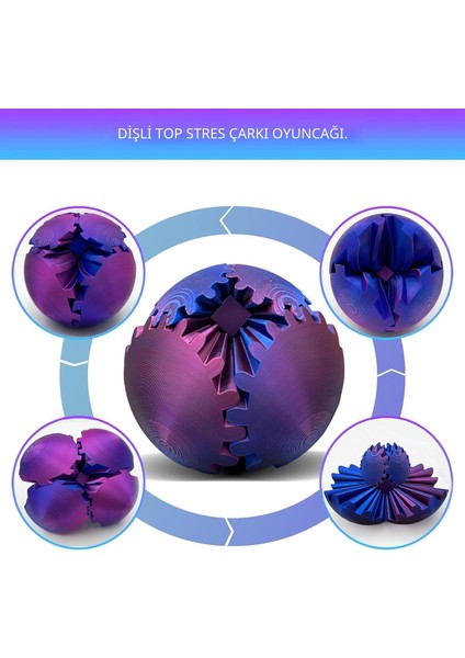 3D Baskılı Dişli Top – Pla Malzeme, Baskı Giderici Dönme Oyuncağı, Taşınabilir Spinner Küre fırsatları