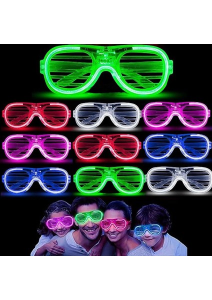 Glow Model 3 Farklı Fonksiyonlu Işıklı Panjur Parti Gözlüğü Karışık Renk 12 Adet (5047) modelleri