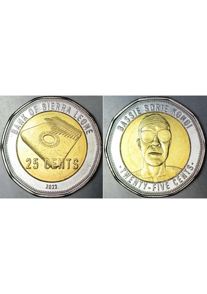 Sierra Leone 25 Cent 2022 Bimetal Para. Müzik Temalı. Çil Kondisyon.