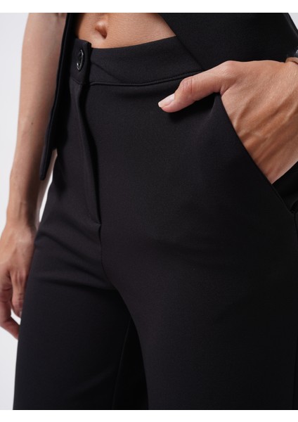 Bol Paça Midi Boy Siyah Pantolon