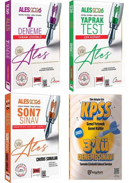 2026 Ales Vıp Sözel-Sayısal Yetenek Çözümlü 7 Deneme-Son 7 Sınav Çıkmış Sorular-Yaprak Test-3 Deneme