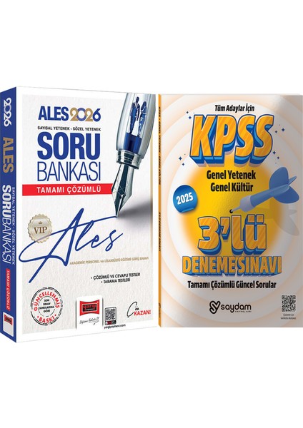 2026 Ales Vıp Sözel-Sayısal Yetenek Tamamı Çözümlü Soru BANKASI(584 Sayfa)-Çözümlü 3 Deneme Hediye