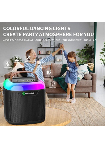 Bluetooth Karaoke Hoparlör Seti – 2 Kablosuz Mikrofonlu | RGB Işıklı | Surround Ses Sistemi | FM Radyo | Taşınabilir | USB / microSD / AUX Girişli | Şarjlı Bataryalı Kablosuz Müzik Kutusu fırsatları