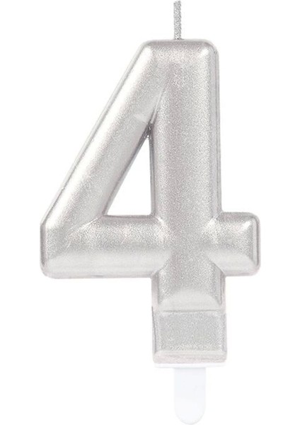 4 Rakam Mum Gümüş Renk (5047)