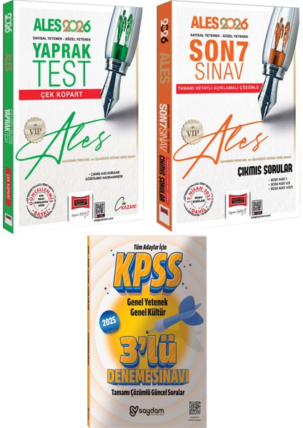 2026 Ales Vıp Sözel-Sayısal Yetenek Çek Kopart Yaprak Test-Son 7sınav Çıkmış Sorular-Çözümlü 3deneme