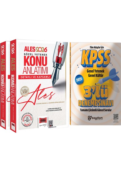 2026 Ales Vıp Sözel-Sayısal Yetenek Detaylı ve Kapsamlı Konu Anlatım Seti 2 Cilt-3 Deneme Hediye