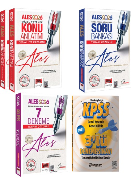 2026 Ales Vıp Sözel-Sayısal Yetenek Konu Anlatım Seti 2 Cilt-Çözümlü Soru Bankası-Çözümlü 7 Deneme