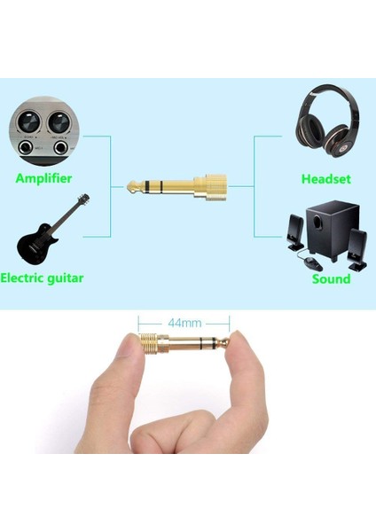 Gold 6.35MM (1/4 Inch) Male To 3.5mm (1/8 Inch) Female Stereo Jack Adapter For 3.5mm Aux Cable Guitar Amplifier Headphone Dönüştürücü modelleri