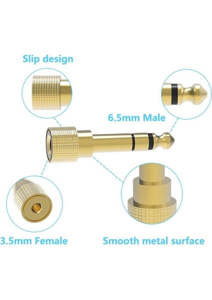 Gold 6.35MM (1/4 Inch) Male To 3.5mm (1/8 Inch) Female Stereo Jack Adapter For 3.5mm Aux Cable Guitar Amplifier Headphone Dönüştürücü fırsatları