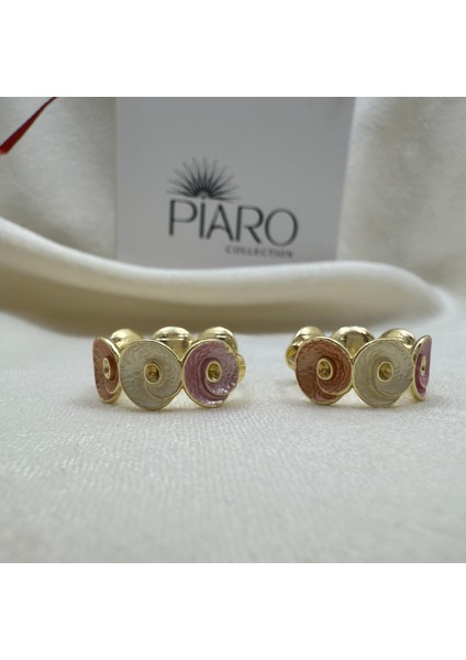 Renkli Yuvarlak Desen Çelik Küpe