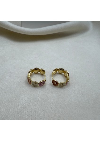 Renkli Yuvarlak Desen Çelik Küpe modelleri