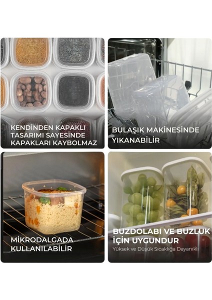 6'lı Kendinden Kapaklı Erzak Saklama Kabı Seti 1,15 Litre fırsatları