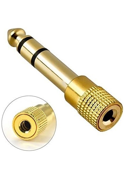 Gold 6.35MM (1/4 Inch) Male To 3.5mm (1/8 Inch) Female Stereo Jack Adapter For 3.5mm Aux Cable Guitar Amplifier Headphone Dönüştürücü