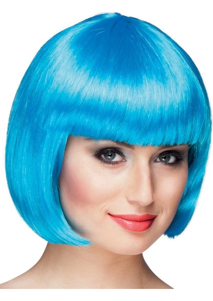 Turkuaz Renk Parti Peruğu Küt Saç (5047)