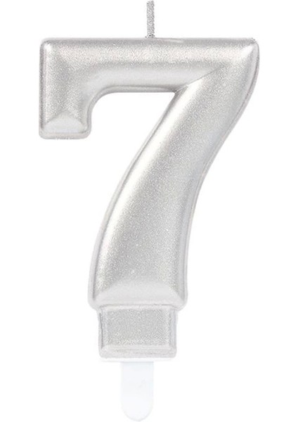 7 Rakam Mum Gümüş Renk (5047)