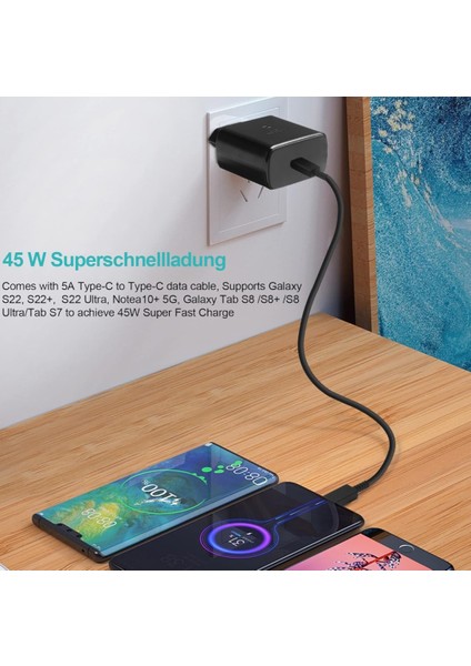 Samsung Galaxy S22/S23/24/S24 PLUS/S24 Ultra Uyumlu Hızlı Şarj 45W Usb-C Type-C Pd Şarj Aleti Set indirimleri