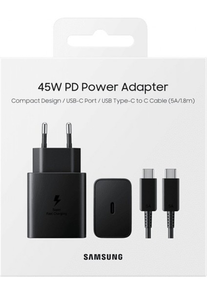 Samsung Galaxy S22/S23/24/S24 PLUS/S24 Ultra Uyumlu Hızlı Şarj 45W Usb-C Type-C Pd Şarj Aleti Set