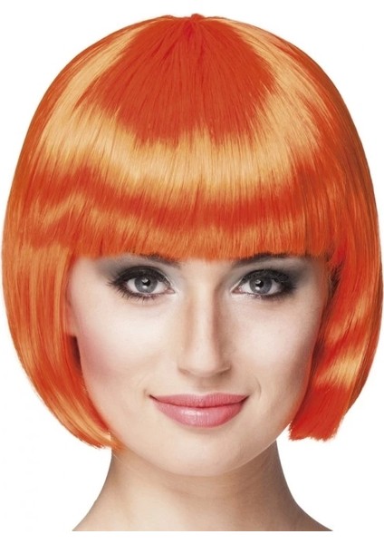 Turuncu Renk Parti Peruğu Küt Saç (5047)