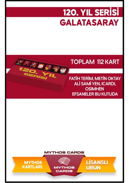 120. Yıla Özel Geçmişten Bugüne Galatasaray Özel Koleksiyonluk Futbolcu Kartı Serisi - 112 Kart fiyatları
