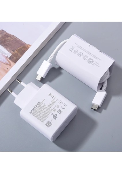 Samsung Galaxy S22 S23 Ultra Uyumlu 45W 5A Süper Hızlı Şarj Aleti Set Adaptör Pd Kablo EP-TA845X modelleri