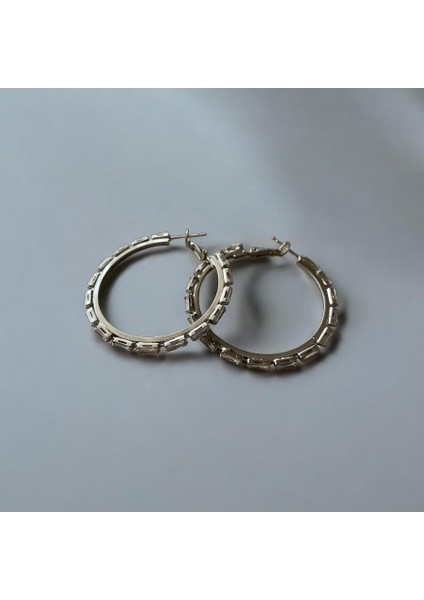 Baget Zirkon Taşlı Klipsli Halka Küpe