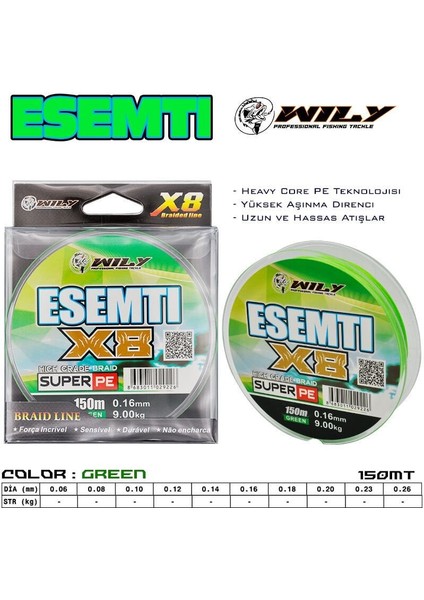 Esemti 8 Kat Ip Misina 150 mt Yeşil 0,16
