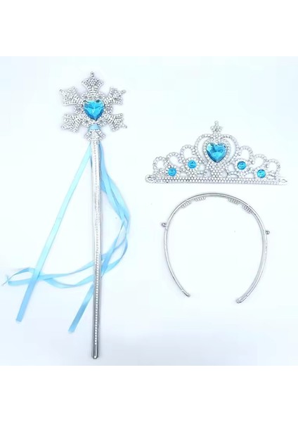 Karlar Ülkesi Elsa Mavi Kalp Tacı ve Kar Temalı Asa Seti (5047) indirimleri