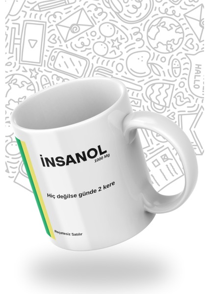 Espirili "insanol" Kahve Kupası - Reçetesiz Mutluluk Dozu!- Insanol 1000 Mg Mizahi Tasarım Kupa fiyatları