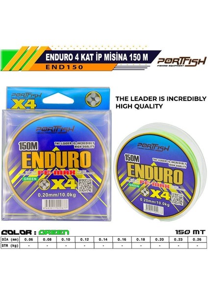 Enduro 4 Kat Ip Misina 150 mt Yeşil 0,10
