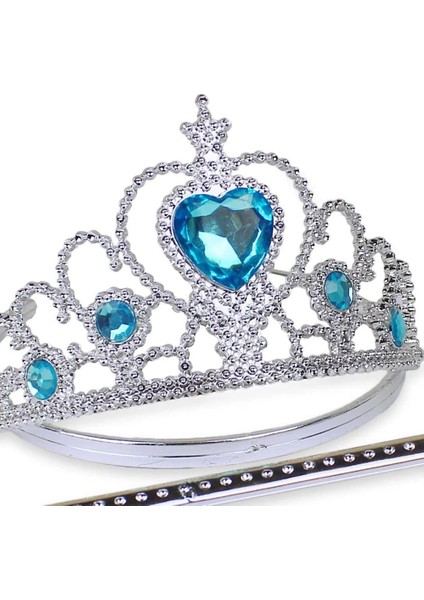 Karlar Ülkesi Mavi Kalpli Taşlı Elsa Tacı (5047)