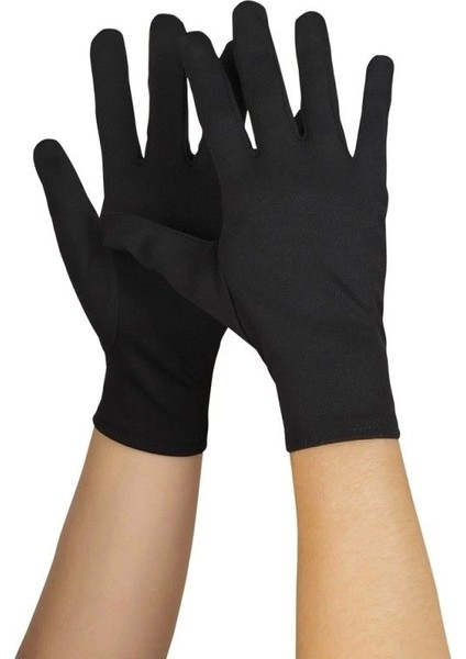 Siyah Renk Yetişkin Boy Likralı Gösteri Eldiveni (5047)