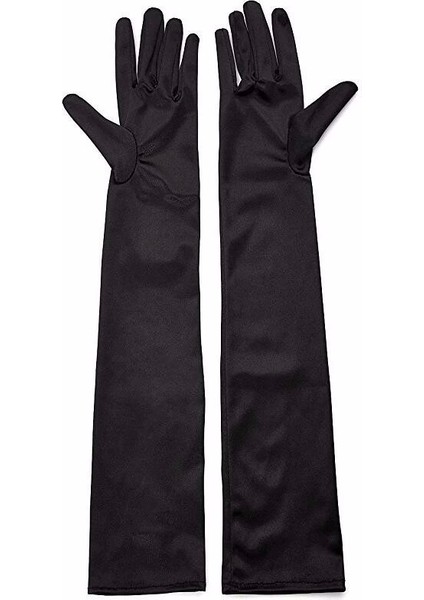 Siyah Renk Dirseğe Kadar Uzun Kumaş Eldiven (5047) fırsatları