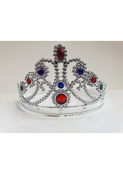 Gümüş Renk Plastik Prenses Tacı Kraliçe Tacı 60 cm (5047) modelleri