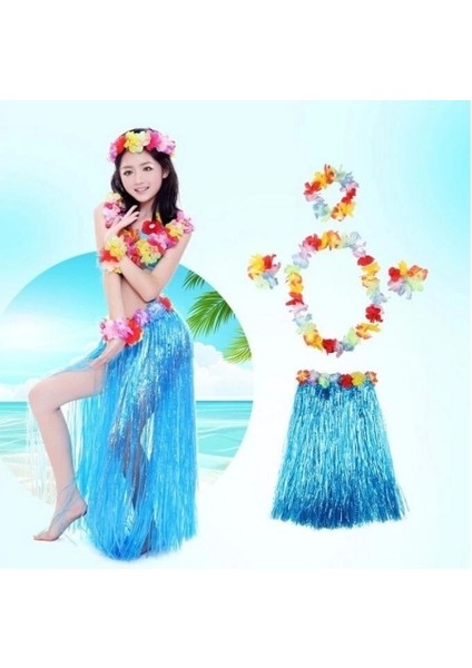 Luau Aloha Hawaii Partisi Etek Taç ve Bileklik Seti Mavi (5047) fiyatları