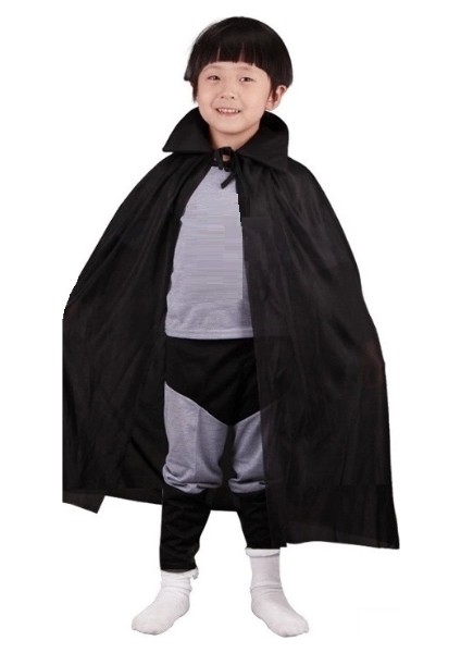 Siyah Renk Yakalı Çocuk Pelerin 90 cm (5047)