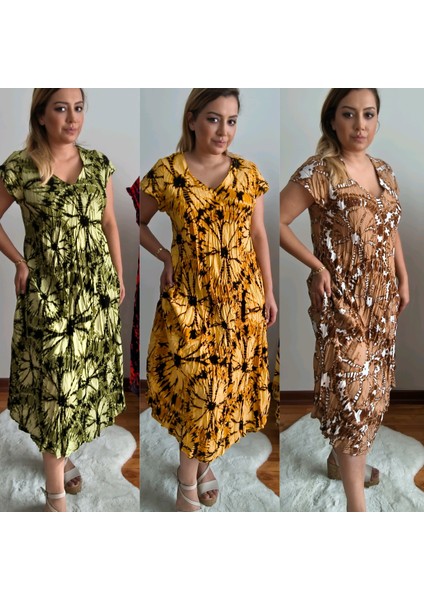 Sihirli Otantik Oversize Kadın Elbise Batik Desen fırsatları