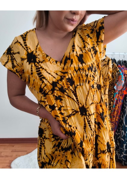 Sihirli Otantik Oversize Kadın Elbise Batik Desen fiyatları