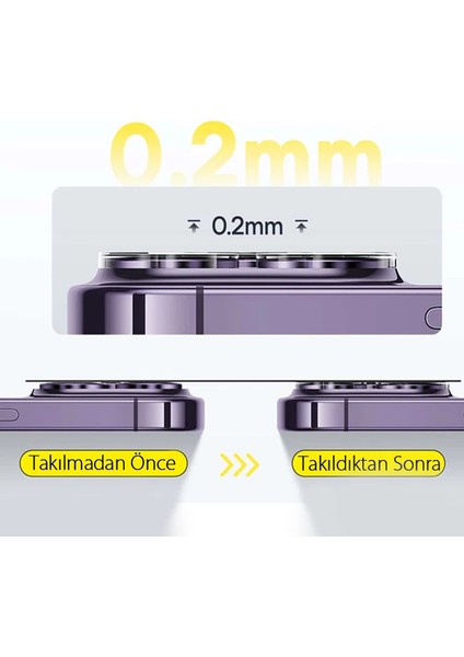 Baseus iPhone 15 Pro/15 Pro Max Için Crystal Serisi Hd Cam Kamera Koruyucu 2 Adet S - MCT8486-6943