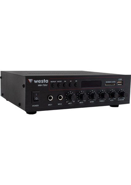 Westa WM-750U 80W Mini 100V/70V/4-16 Ohm Usb/sd/bluetooth/ Uk-2 Mik.giriş Trafolu Anfi (4887)