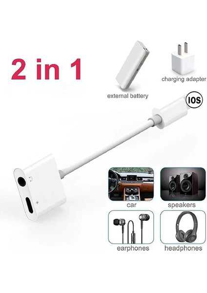 Iphone-3.5mm Kulaklık ve Şarj Dönüştürücü Başlık Adaptör KABLO-(5775) - MCT4521-4551